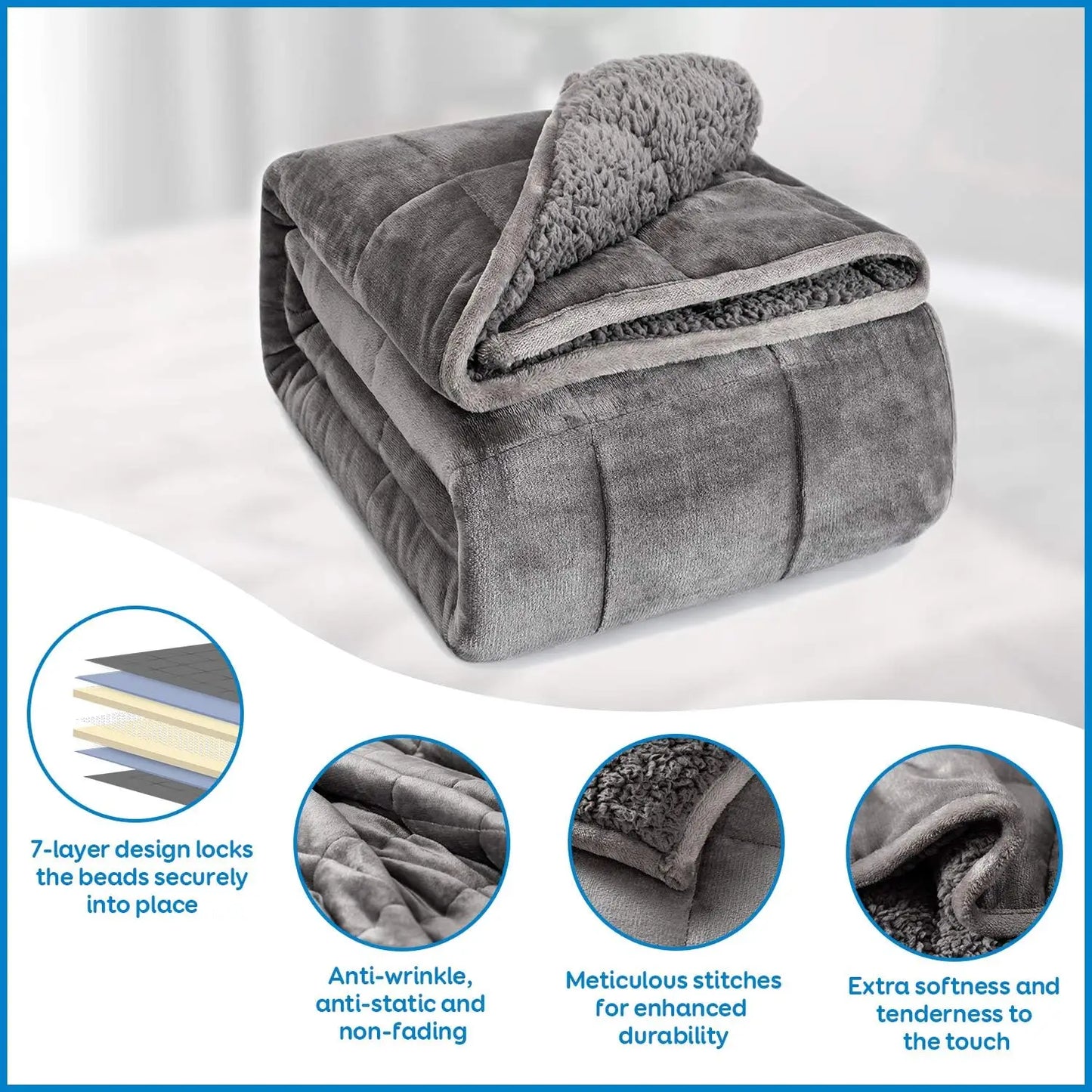 The Coziee | 15 lbs Queen-Size Weighted Blanket – Ultimate Comfort & Calming Warmth