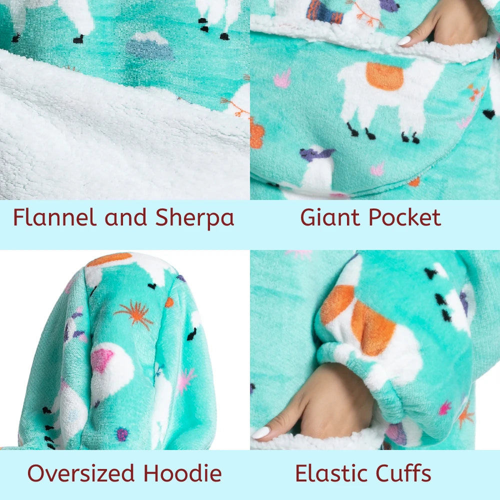 The Coziee | Oversized Printed Hoodie Blanket Sweatshirt